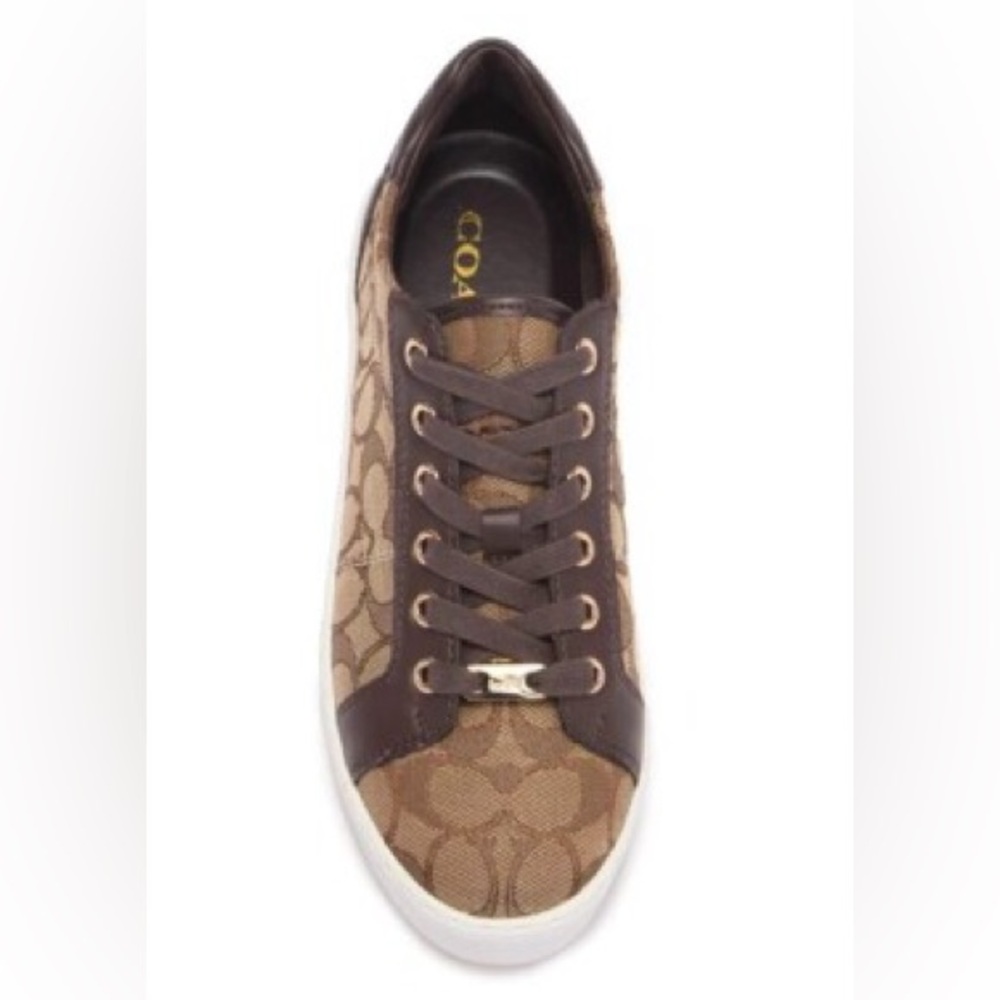 COACH Paddy Signature Monogram Sneakers Brown Size 8